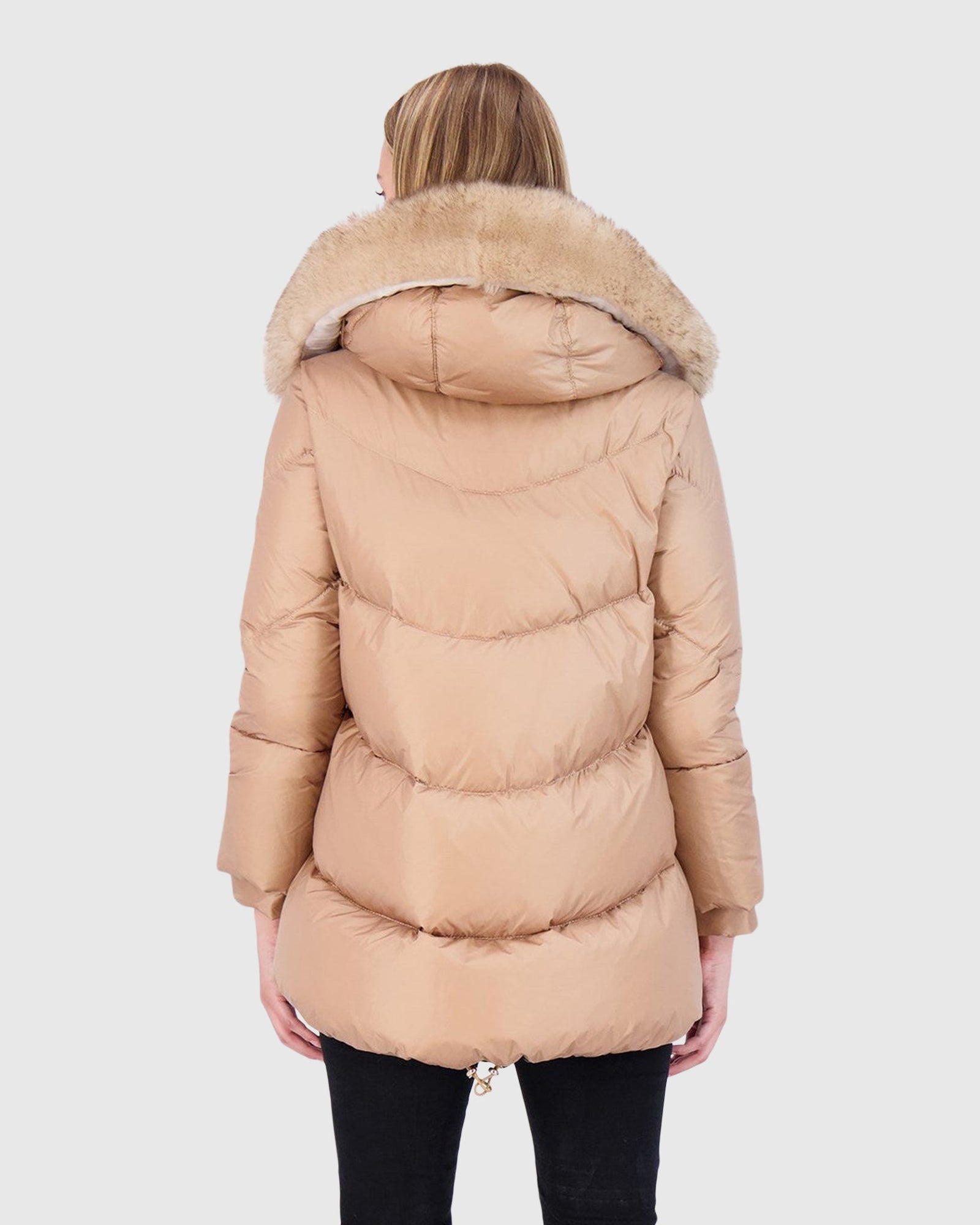 Après-Ski Jacket With Detachable Toscana Shearling Lamb Hood Trim | Camel/Whiskey (V2)