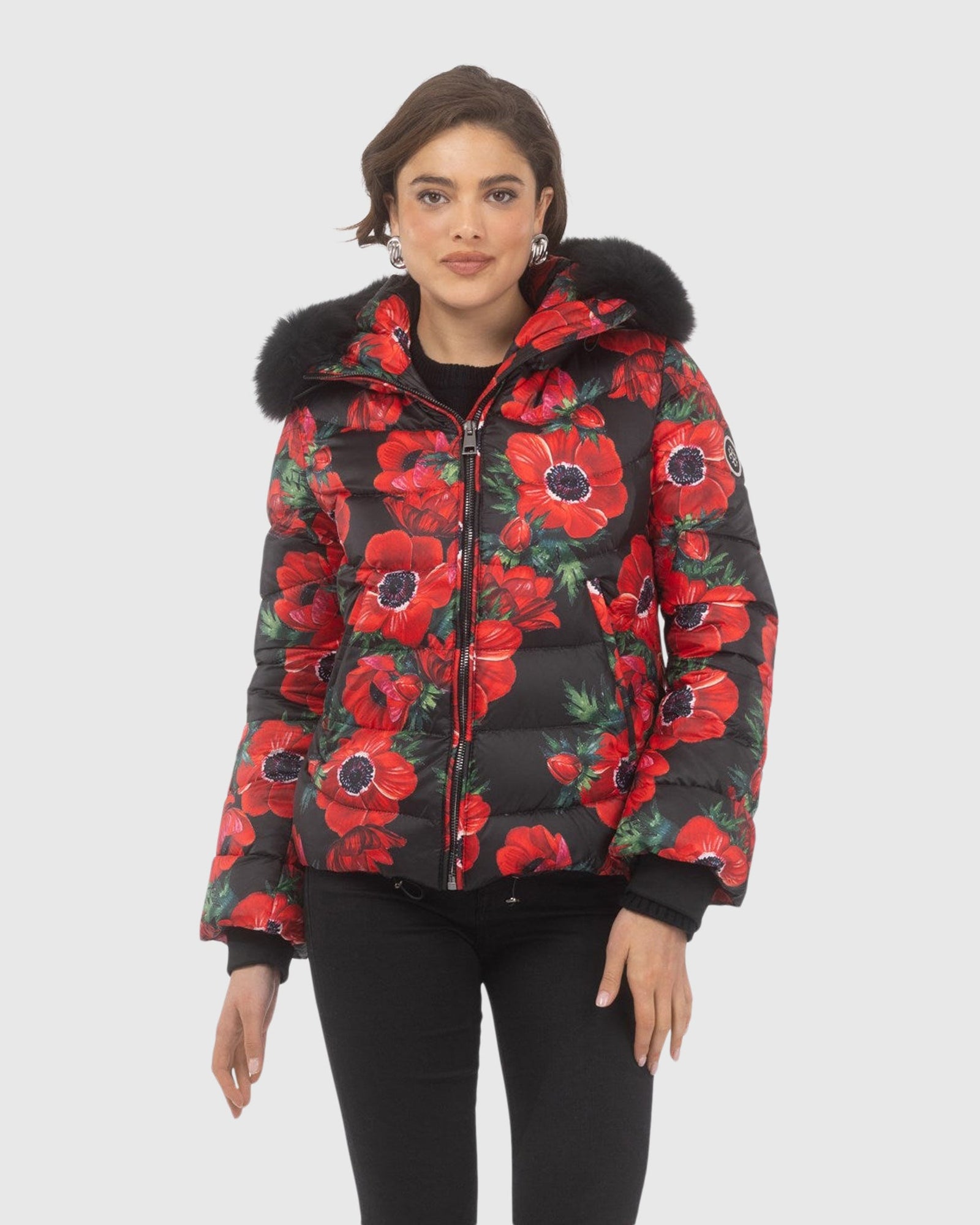 Après-Ski Jacket With Detachable Toscana Shearling Lamb Hood Trim | Black Poppy/Black