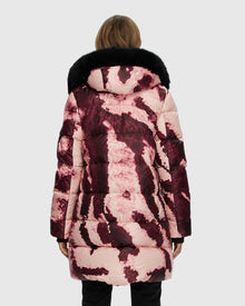 Après-Ski Jacket With Detachable Toscana Shearling Lamb Hood Trim | Burgundy Abstract/Black (V1)