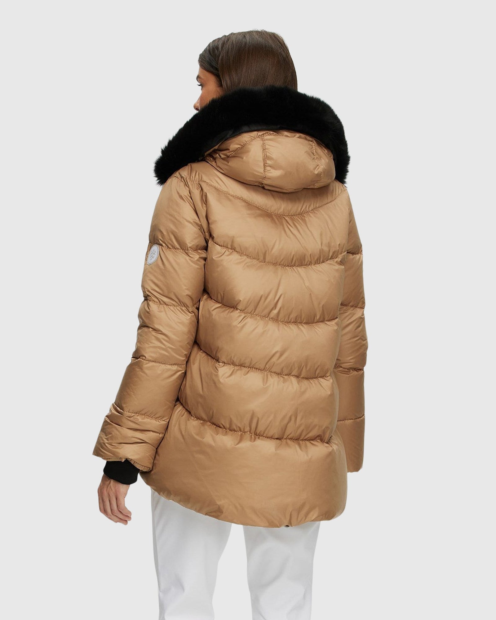 Après-Ski Jacket With Detachable Toscana Shearling Lamb Hood Trim | Camel/Black (V4)