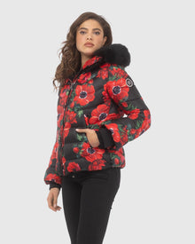 Après-Ski Jacket With Detachable Toscana Shearling Lamb Hood Trim | Black Poppy/Black