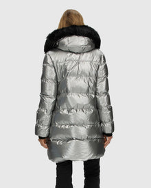 Après-Ski Jacket With Detachable Toscana Shearling Lamb Hood Trim | Silver/Black (V3)