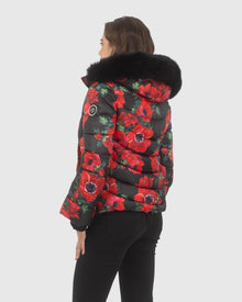 Après-Ski Jacket With Detachable Toscana Shearling Lamb Hood Trim | Black Poppy/Black