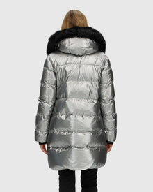 Après-Ski Jacket With Detachable Toscana Shearling Lamb Hood Trim | Silver/Black (V3)