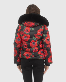 Après-Ski Jacket With Detachable Toscana Shearling Lamb Hood Trim | Black Poppy/Black