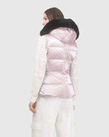 Après-Ski Vest With Detachable Toscana Lamb Hood Trim | Pink/Black