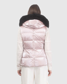 Après-Ski Vest With Detachable Toscana Lamb Hood Trim | Pink/Black