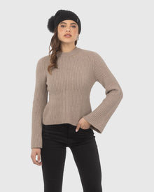 Cable Knit Select Cashmere Hat With Select Lamb Pom | Black/Black