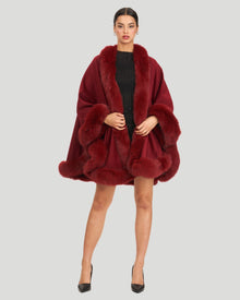 Cashmere Cape with Fox Trim | Wine