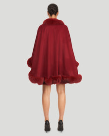 Cashmere Cape with Fox Trim | Wine