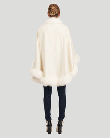 Cashmere Cape with Shadow Fox Trim | Ivory