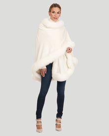 Cashmere Cape with Shadow Fox Trim | Ivory