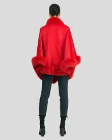 Cashmere Capelet With Fox Trim | Women | Red