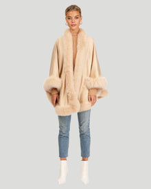 Cashmere Capelet With Shadow Fox Trim | Oatmeal