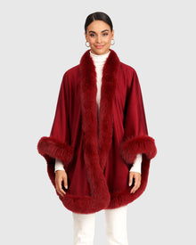 Cashmere Capelet With Fox Trim | Wine