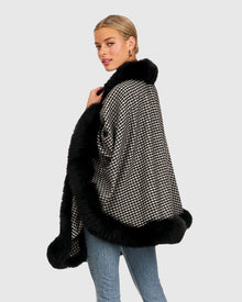 Cashmere Capelet With Fox Trim | Houndstooth