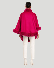 Cashmere Capelet With Fox Trim | Magenta