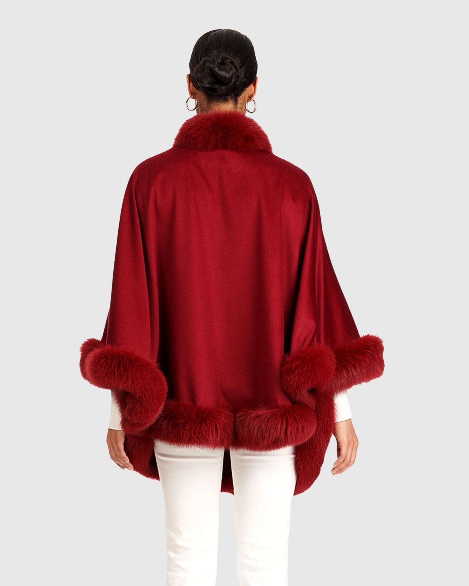 Cashmere Capelet With Fox Trim | Wine