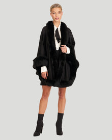 Cashmere Capelet With Fox Trim | Black