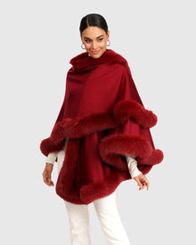 Cashmere Capelet With Fox Trim | Wine