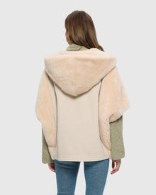 Cashmere Jacket With Sheared Select Cashmere Goat Trim And Short Sleeves | Light Beige