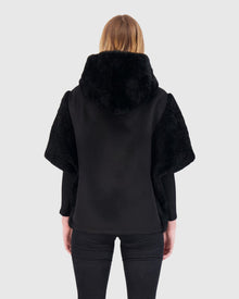 Cashmere Jacket With Sheared Select Cashmere Goat Trim And Short Sleeves | Black