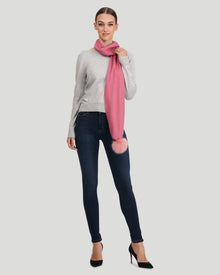 Cashmere Scarf With Fox Pompom | Women | Pink