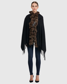 Cashmere Stole With Sable | Black/Uptone