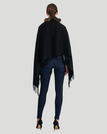 Cashmere Stole With Sable | Women | Black x Uptone