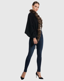 Cashmere Stole With Sable | Black/Uptone
