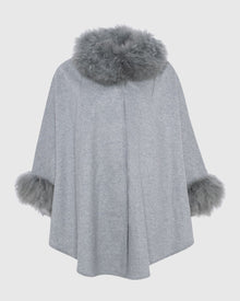 Cashmere & Wool Cape with Select Lamb Trim | Gray