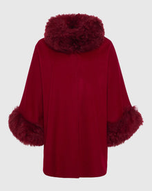 Cashmere & Wool Cape with Select Lamb Trim | Wine