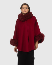Cashmere & Wool Cape with Select Lamb Trim | Wine