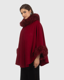 Cashmere & Wool Cape with Select Lamb Trim | Wine