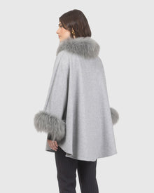 Cashmere & Wool Cape with Select Lamb Trim | Gray