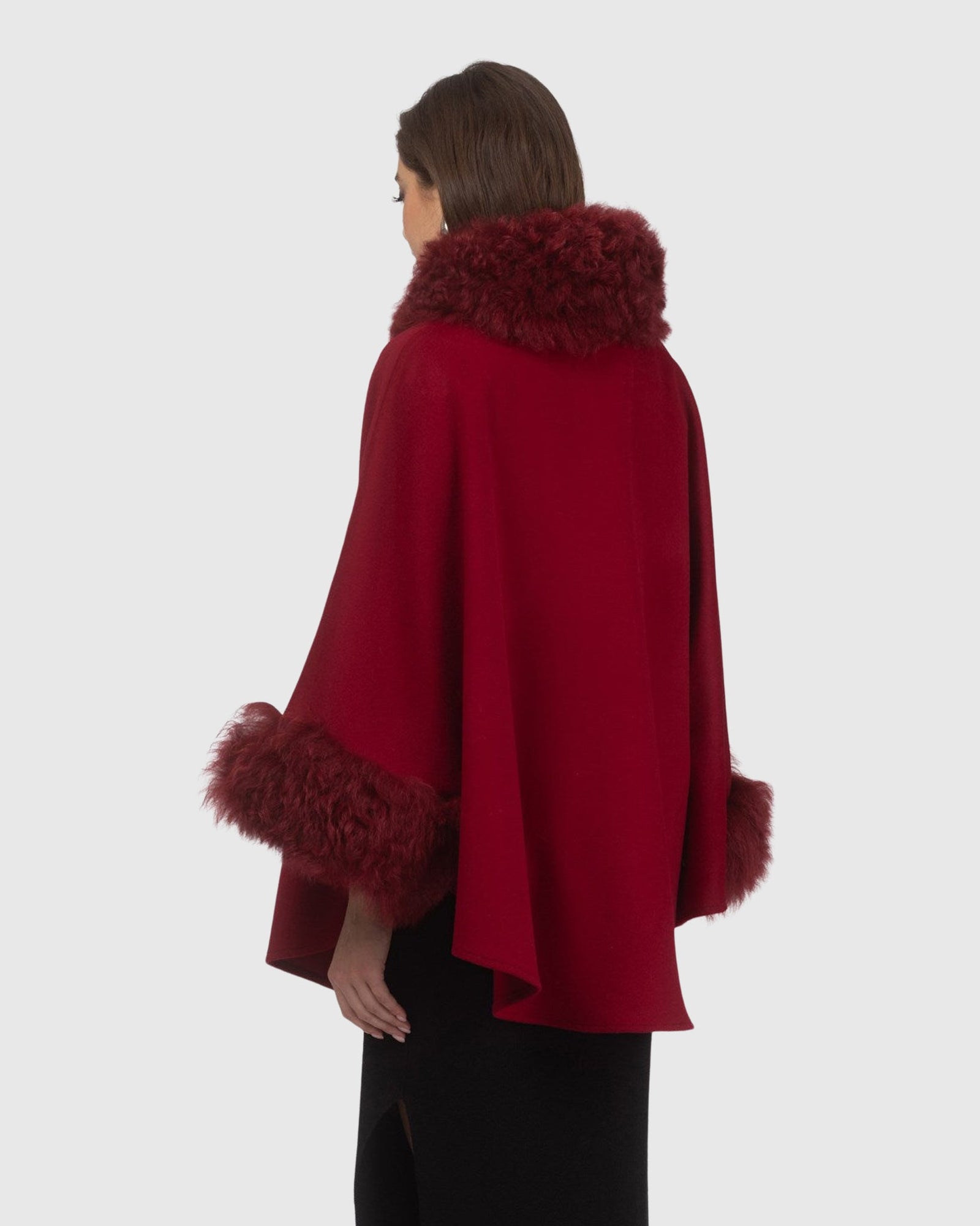 Cashmere & Wool Cape with Select Lamb Trim | Wine