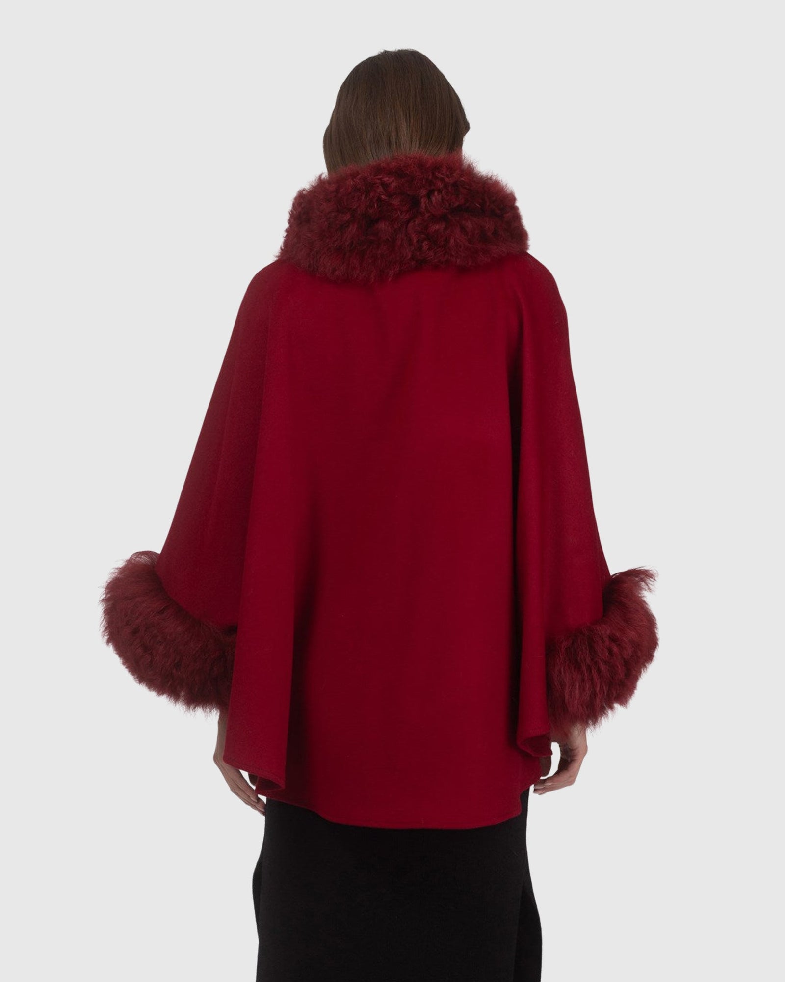 Cashmere & Wool Cape with Select Lamb Trim | Wine