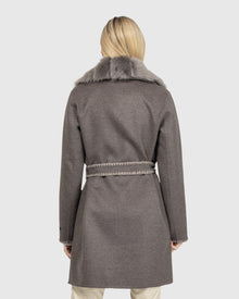 Cashmere & Wool Stroller With Embroidery Details And Detachable Merinillo Shearling Lamb Collar | Brown/Brown