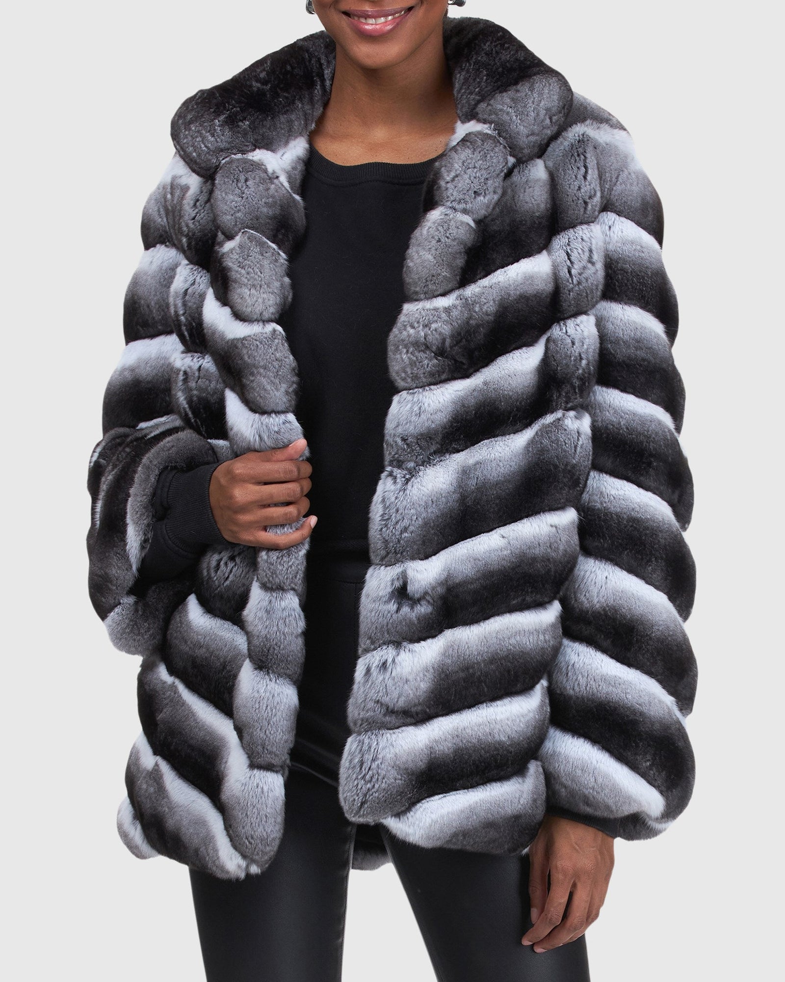 (PRE-ORDER) Chevron Chinchilla Jacket | Gray
