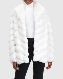 (PRE-ORDER) Chevron Chinchilla Jacket | White