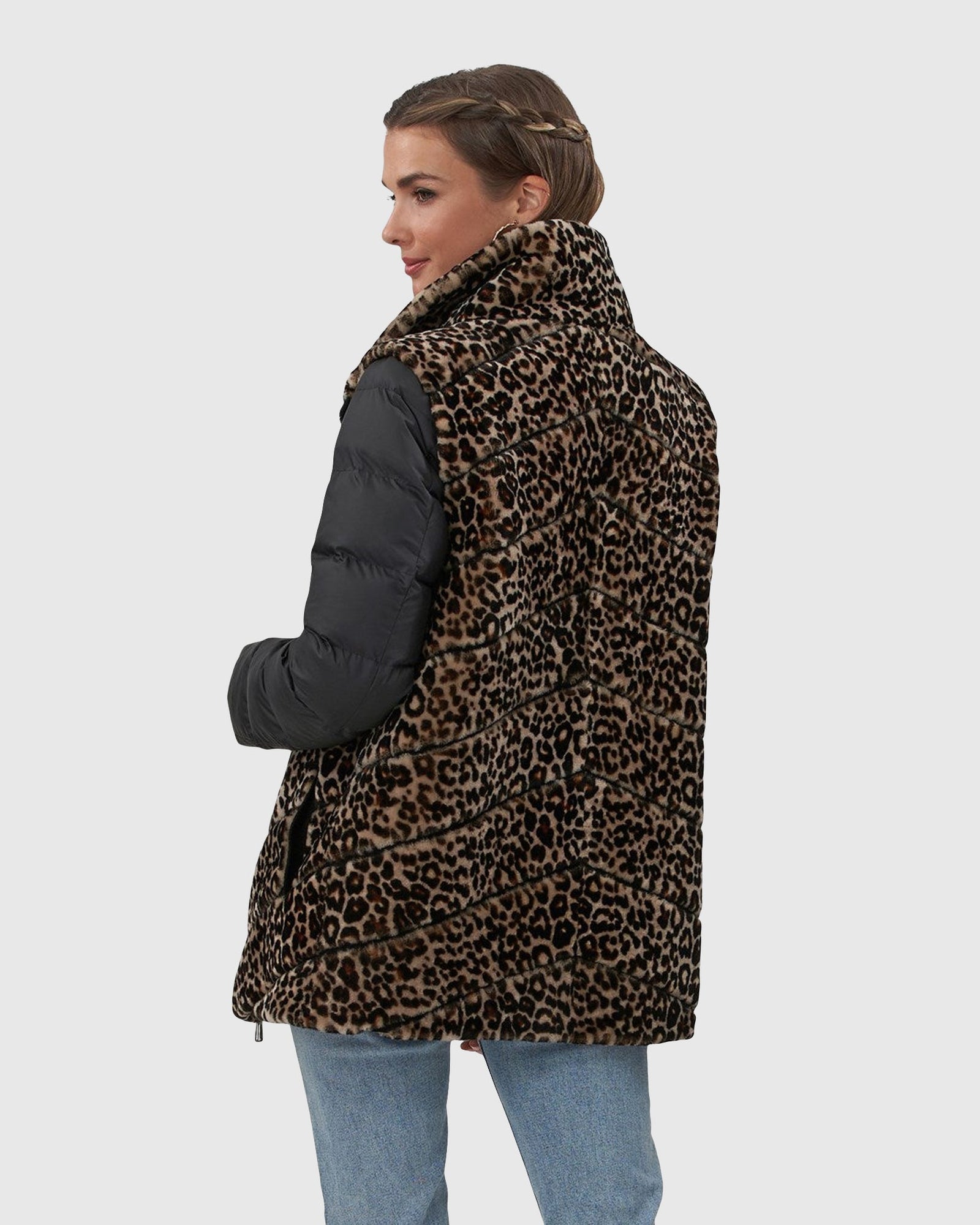 Chevron Shearling Lamb Jacket With Detachable Quilted Sleeves | Mini Lprd
