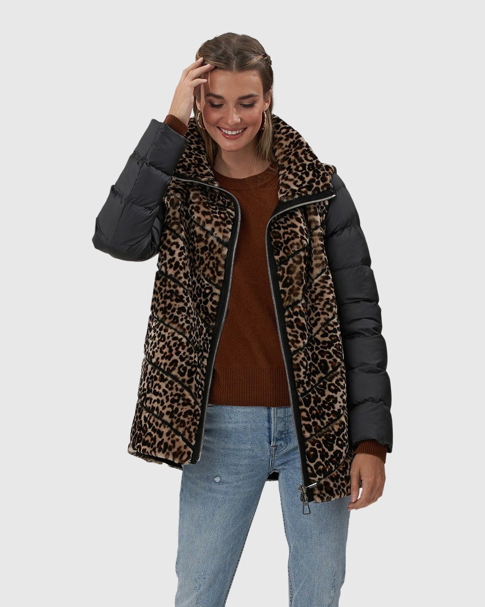 Chevron Shearling Lamb Jacket With Detachable Quilted Sleeves | Mini Lprd