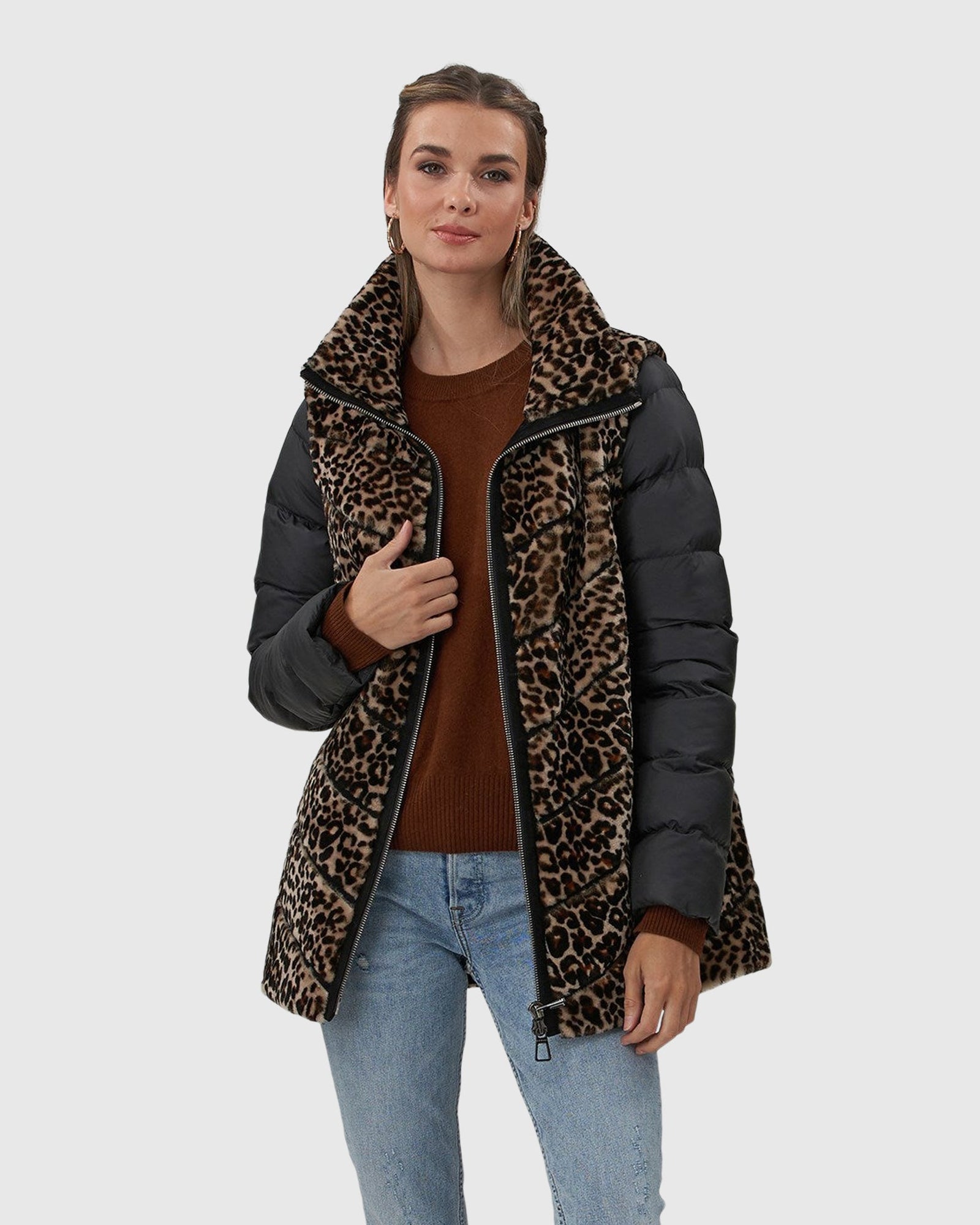 Chevron Shearling Lamb Jacket With Detachable Quilted Sleeves | Mini Lprd