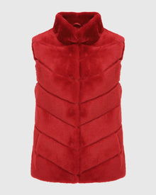 Chevron Shearling Vest | Red