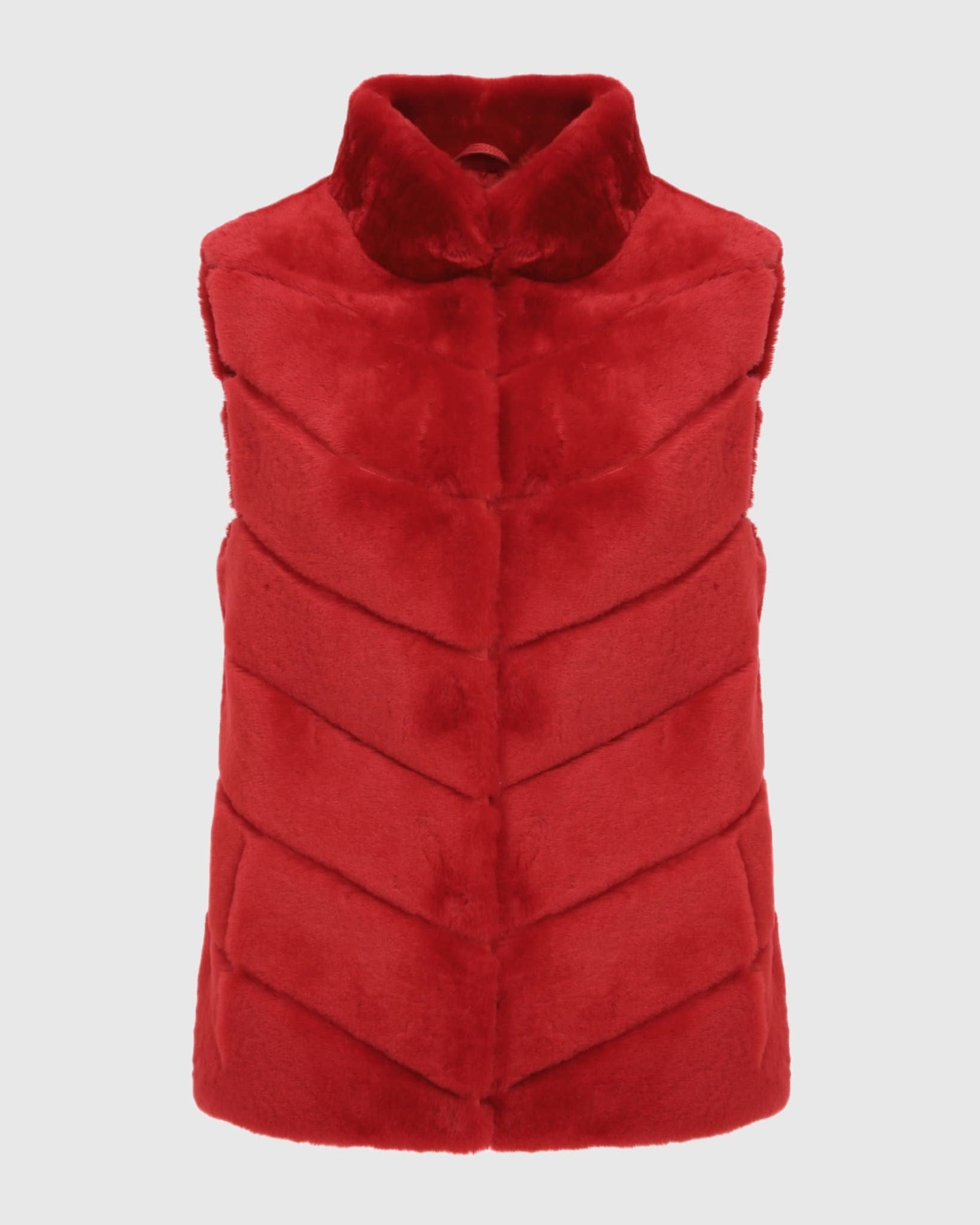 Chevron Shearling Vest | Red