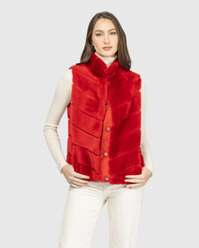 Chevron Shearling Vest | Red