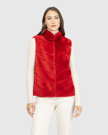 Chevron Shearling Vest | Red