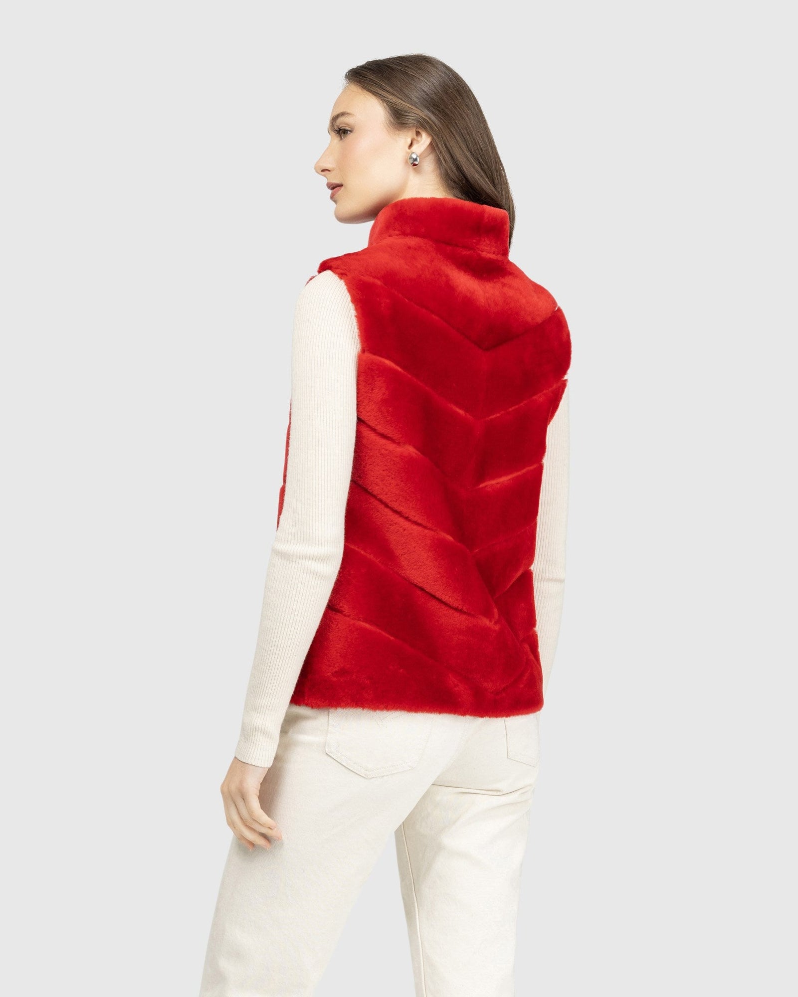 Chevron Shearling Vest | Red