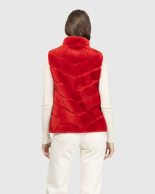 Chevron Shearling Vest | Red