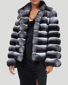Classic Chinchilla Fur Jacket | Gray